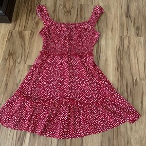 Red floral dress with bow